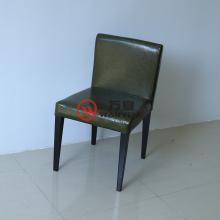 墨绿色西餐奶茶店餐椅 软料座包坚固耐用 黑色五金金属餐椅子脚