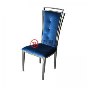 欧式时尚现代餐椅 亮光不锈钢餐椅 高档蓝色水晶扣酒店餐椅 西餐厅咖啡厅椅子