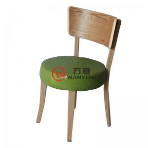 水曲柳 实木靠背 布料圆形软包 西餐厅咖啡厅椅子 甜品店奶茶店椅子