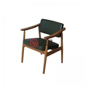 实木绿色靠背座垫水曲柳西餐椅总统椅 轻便稳固西式餐椅