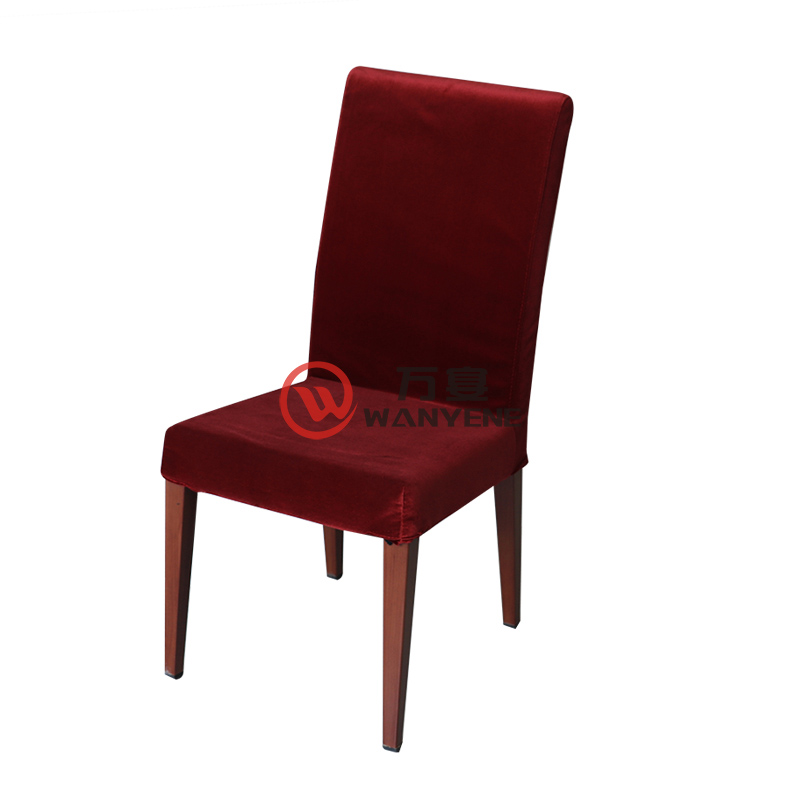 简约现代餐椅 火锅桌椅 仿木纹五金框架 红色绒布酒店餐椅高端定制