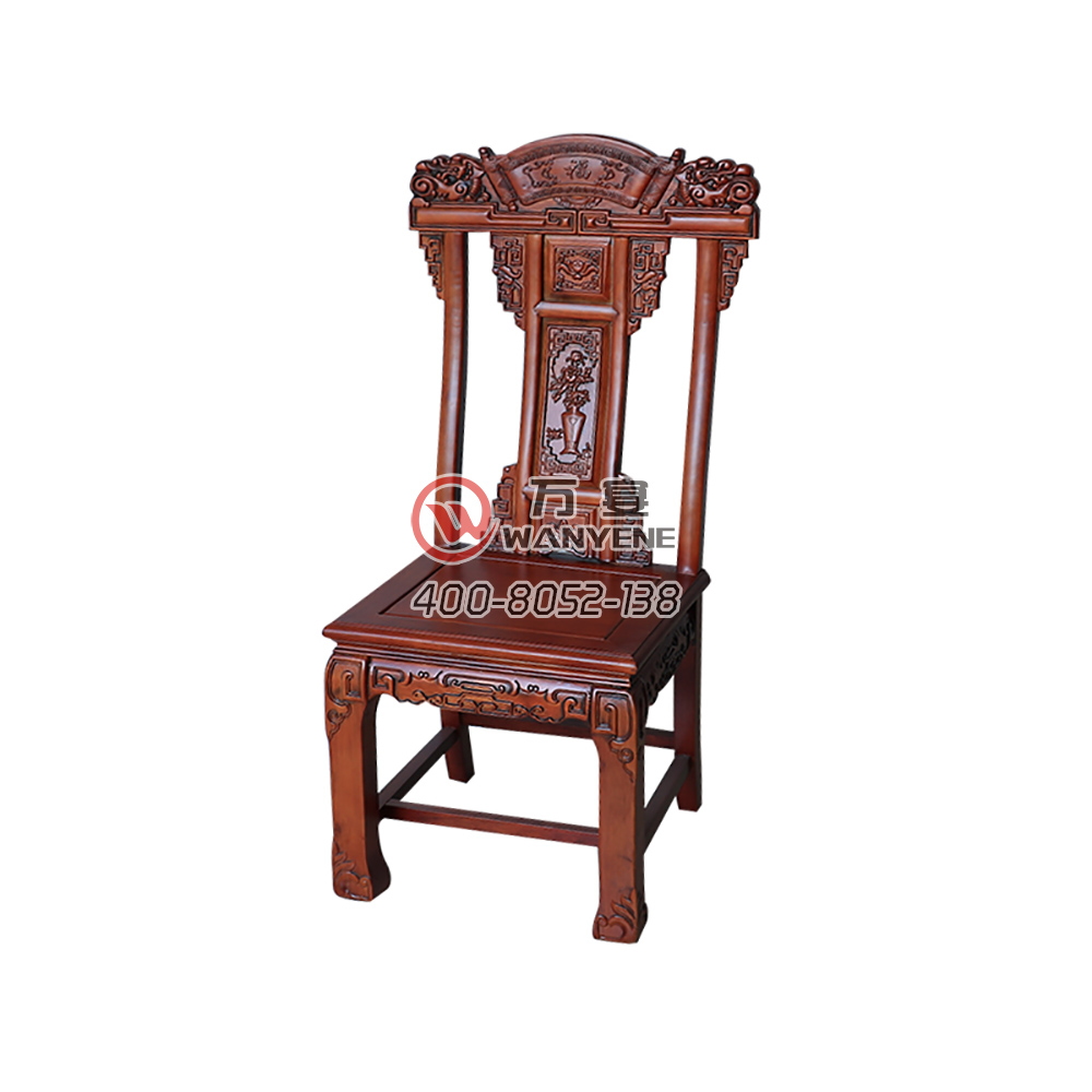 高端实木酒店餐椅 仿古中式雕花餐椅 厚重实木结构耐磨耐压坚固可靠